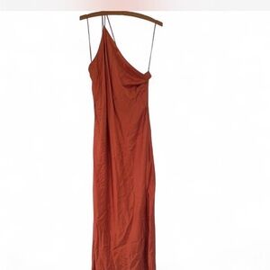 Banana Republic Stunning One-Shoulder Terracotta Dress %100 Silk